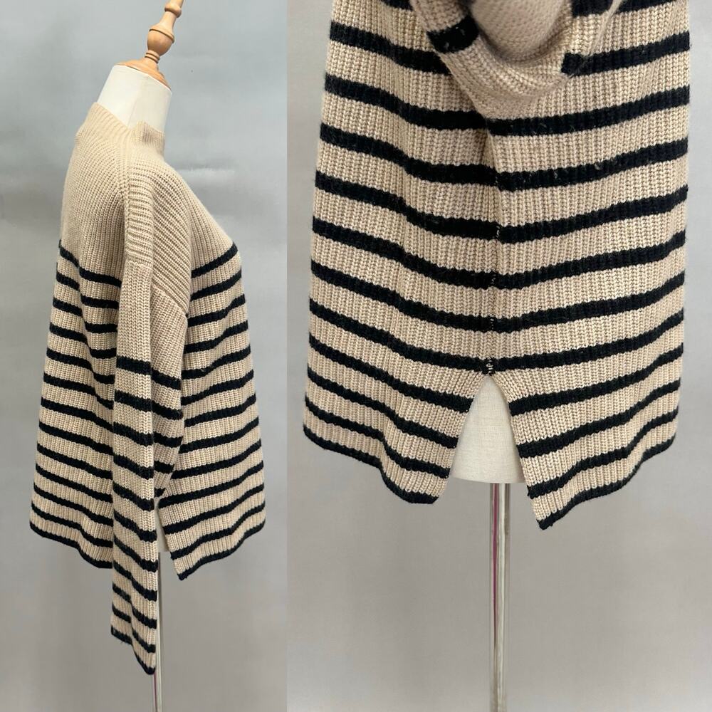 Rails Claudia Striped Sweater Mock Funnel Neck Camel/Black  Size Medium‎ - Picture 5 of 16